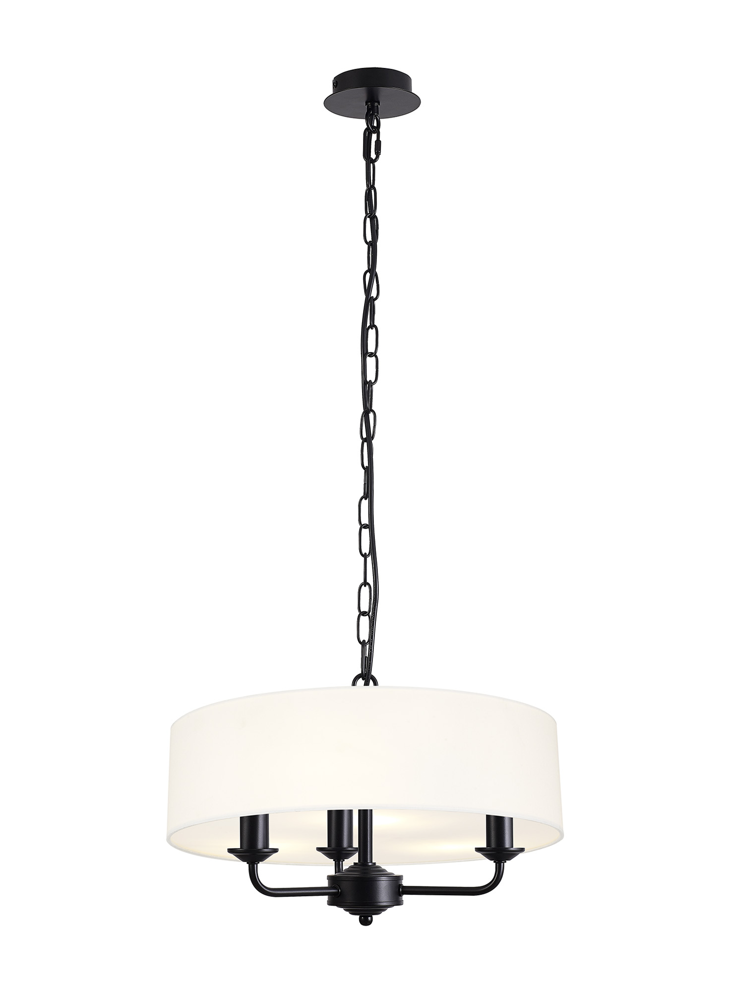 DK1007  Banyan 45cm 3 Light Pendant Matt Black, White